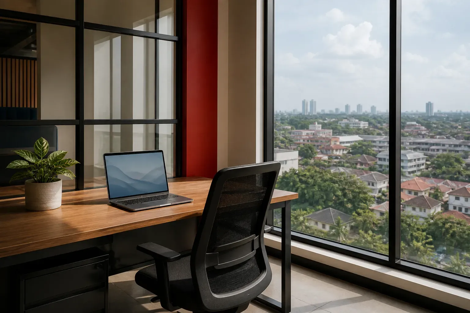 Shared open desk workspace at Godori Office, Permas Jaya